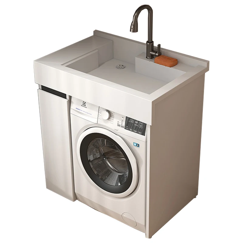 Laundry cabinet balcony integrated basin small apartment washing machine cabinet combination machine upper basin integrated