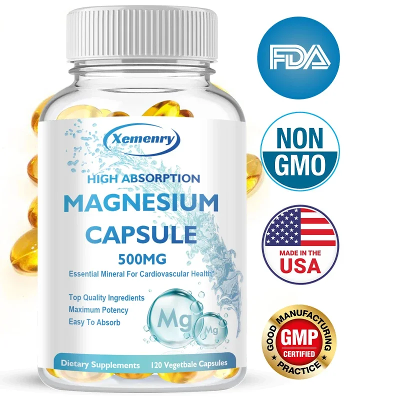 Xemenry Magnesium 500 Mg Softgels - Supports Muscle Relaxation, Nerve and Heart Health