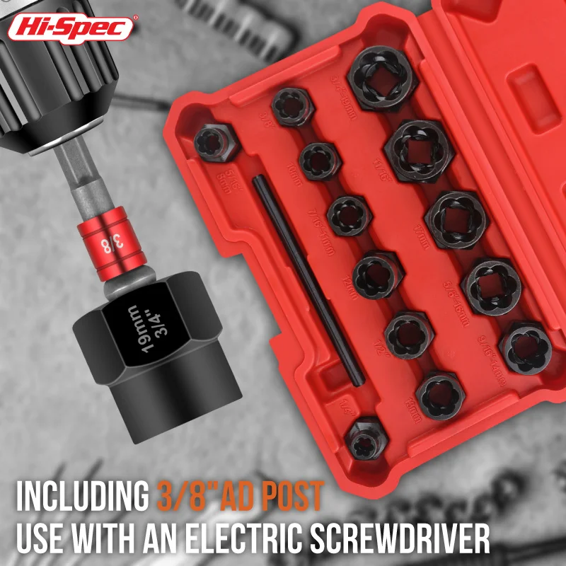 1115pcNonSlipDamagedNutBoltRemovalExtractorSocketToolCar