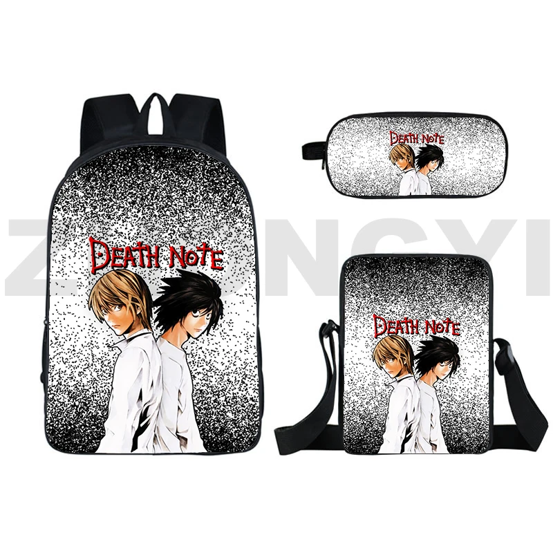 

Death Note Backpack L Lawliet Bookbag 16 Inch 3 Pcs/set School Bagpack Teenager Travel 3D Print Anime Shinigami Ryuk Daily Pack