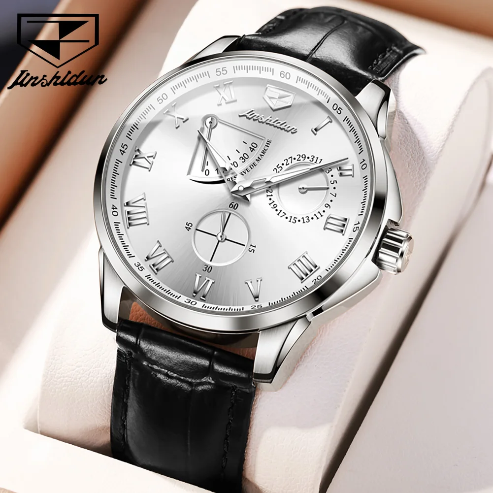 JSDUN Original Automatic Mechanical Watch for Men Multifunctional Textured Dial Waterproof Luxury Business Mans Wristwatch 8921