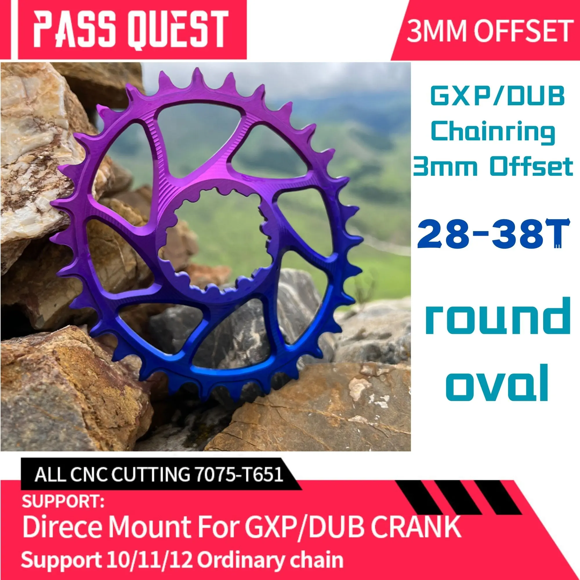 PASS QUEST GXPS plato para bicicleta de montaña, platos y bielas estrecho y ancho de 3mm, 28T-38T, forSram DUB XX/XX1/GX Eagle X9
