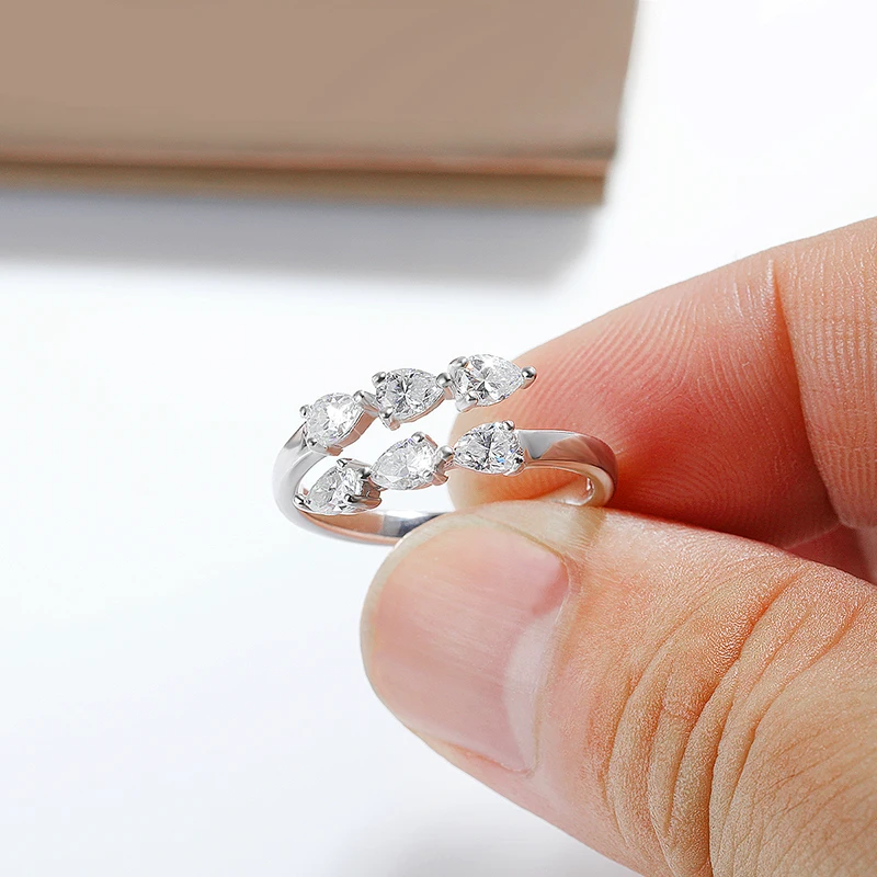 Moissanite Wedding Band - 3x4MM Crown Ring in 925 Sterling Silver