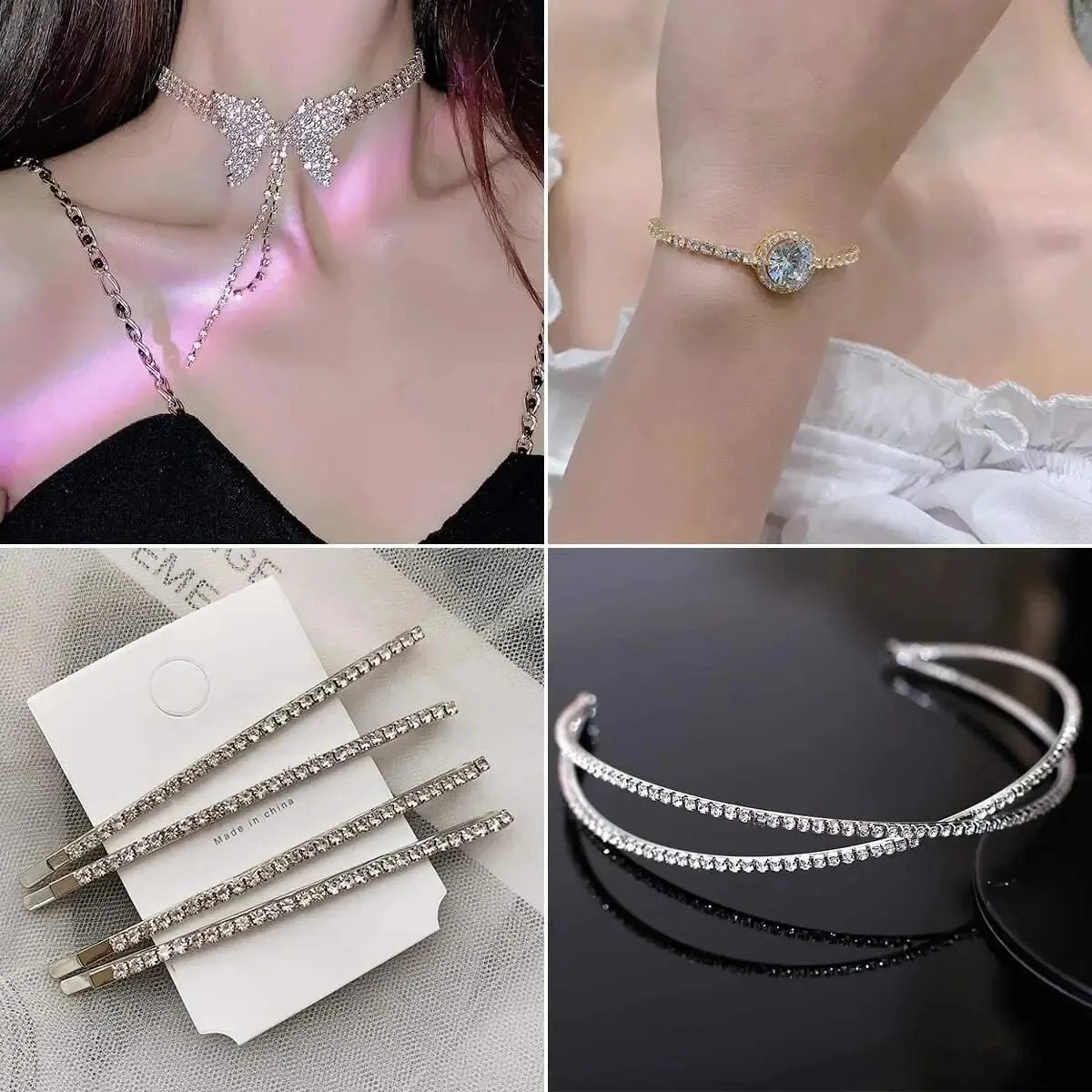 3 mm Crystal Diamond Closed Chain Decorative Sewing Craft DIY Decorative Jewelry Silver Crystal Claw Chain Diamond Cup