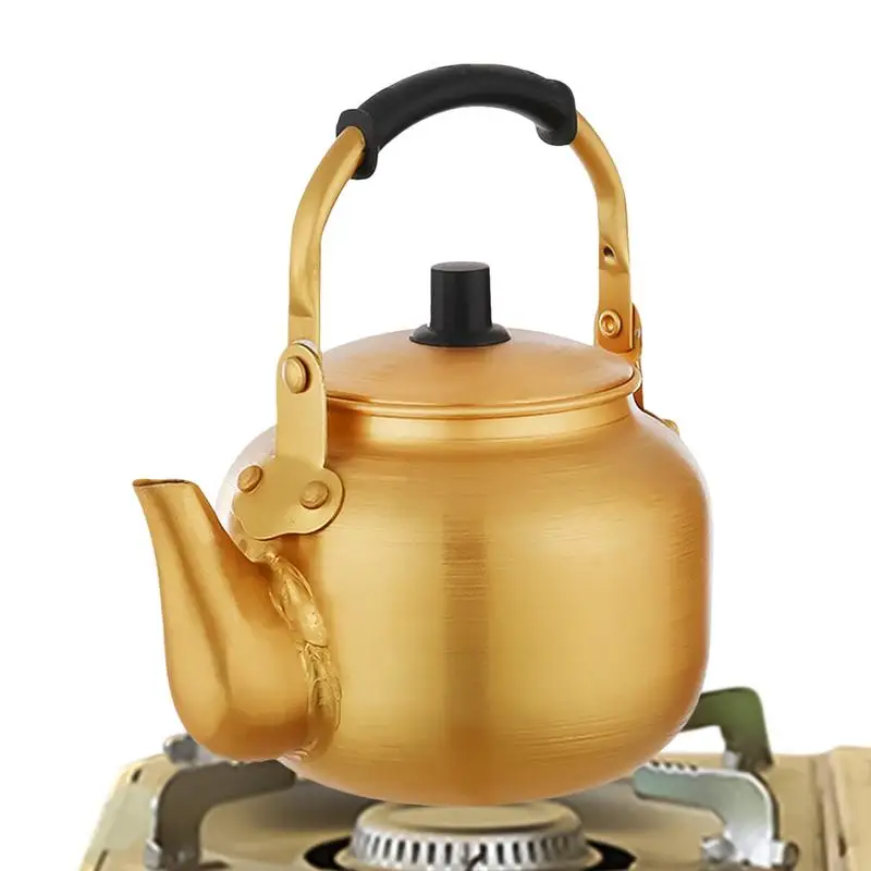 1L Camping Kettle Aluminum Open Campfire Coffee Tea Pot Stovetop Pot Metal Boiler Portable Coffee