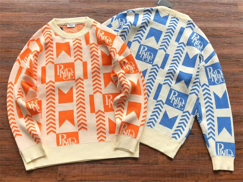 

2023ss 2023fw Rhude Knit Jacquard Sweater Men Women O-Neck Sweatshirts