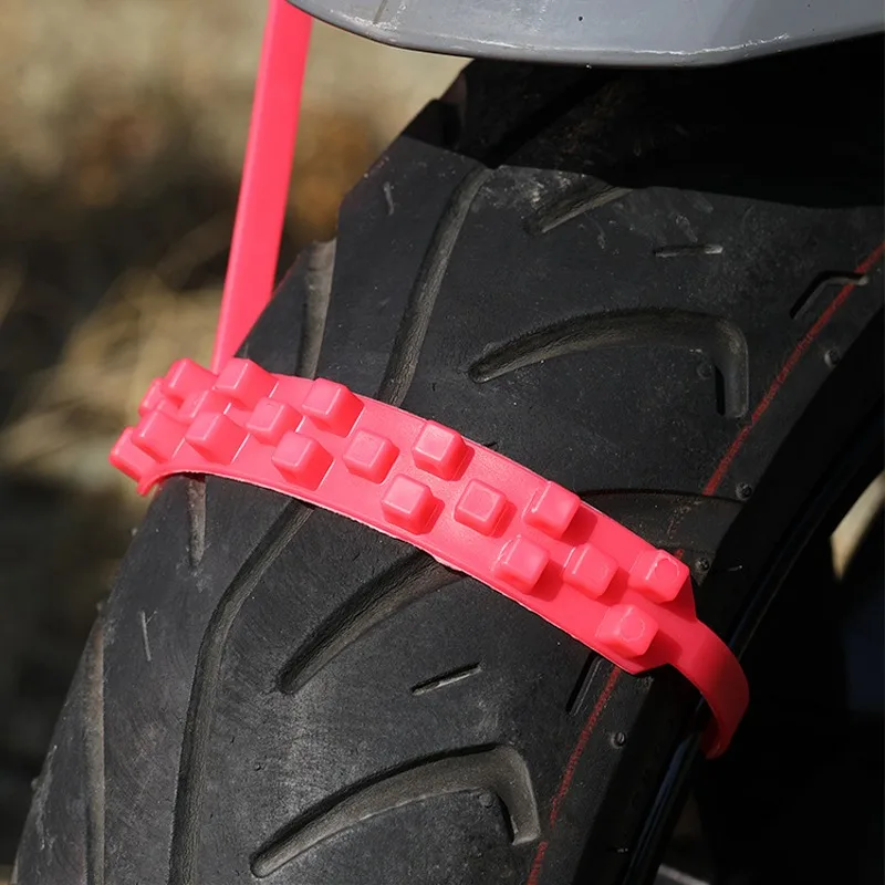 Triangle Anti-slip Tie Emergency Safety Belt with Snow Chains for Winter Tyres and Reusable Ties for Motorcycle and Bike