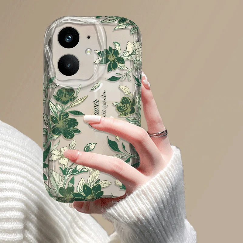 Shockproof Flower Pattern Transparent TPU Phone Case