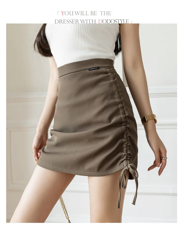 Fashion Women Ladies Skirt Spring Autumn Solid Color Sexy Clubwear Mini Skirt High Waist Lace-Up Pencil Cross Skirt For Women red skirt