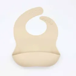 Premium Food - Grade Silicone Bib with Adjustable Spill Catcher and Easy - Clean Design (Beige)