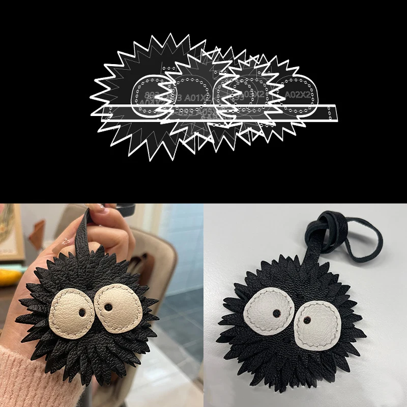 DIY Leather Craft Black Briquette Pendant Pattern Die Cutting Sewing Acrylic/Kraft Paper Template LeatherCraft diy kits 8.5x8cm