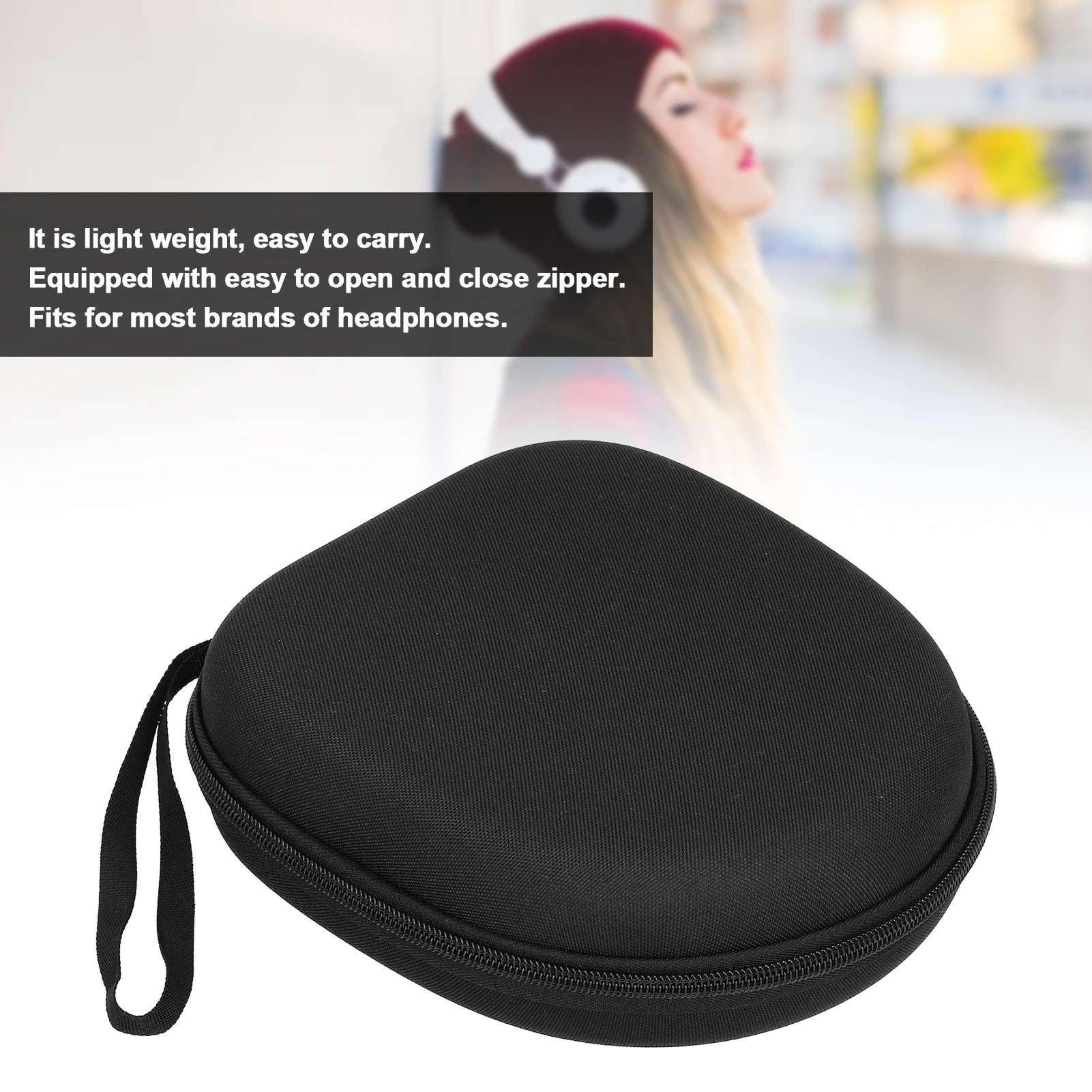 Headphone Carrying Case Shockproof Headset Pouch Capacity Handheld Earphone Container Company Travel Supplies Tool Black