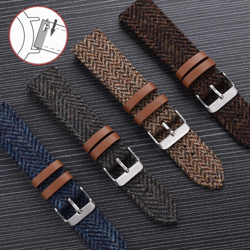 20mm 18mm 22mm Echtes Leder Armband Vintage Nylon Armband für Rolex Quick Release Retro Weave Handgelenk Strap für Seiko Gürtel