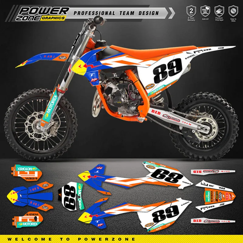 

PowerZone Custom Team Graphics Backgrounds Decals For 3M Stickers Kit For KTM SX85 85 2018 2019 2020 85cc Number Name Costom 08