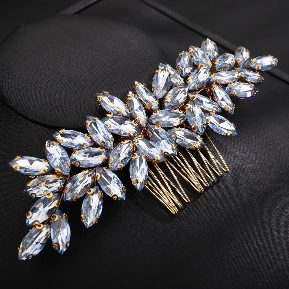 Saa931dff29fc4eae963023eda1a9e30cc Fashion Rhinestone Hair Comb for Bridal Headpiece 9 Color Wedding Hair Accessories Women Handmade Tiara Headdress Party Headwear Mallzona