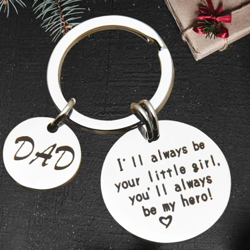 

Cute DAD Keychain pendant I'll always be your little girl, you will always be my hero key chain keyring Father's Day Gift