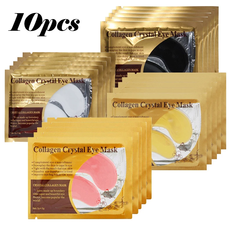 10pcs Gold Powder Eye Mask Crystal Collagen  Anti-Aging Dark Circles Acne Beauty Patches For Eye Skin Care Korean Cosmetics