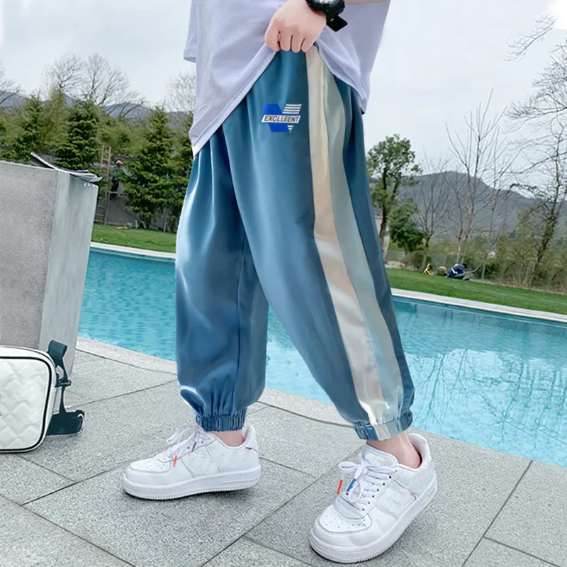 

Boys Clothing Summer Thin 2023 New Kids Casual Sports Korean Version Loose Contrasting Colors Elastic Waist Spliced Pocket Pants
