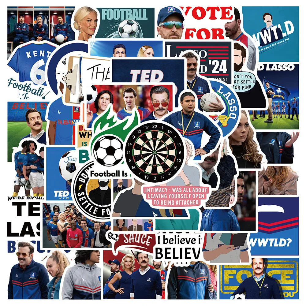 

10/30/50PCS football coach ed lasso Stickers Decals Car Travel Luggage Guitar Fridge Laptop DIY Graffiti Funny Sticker Kid Toys