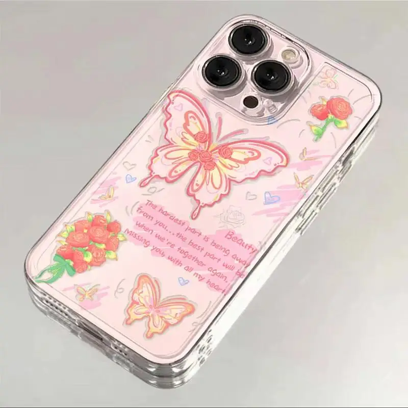 Clear Retro Butterfly TPU Phone Case Cover