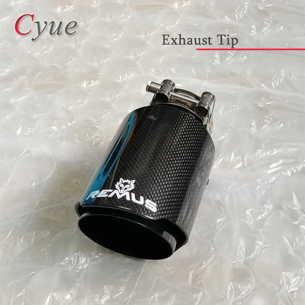 1PCSCarGlossyCarbonFibreExhaustSystemMufflerPipeTipStraight