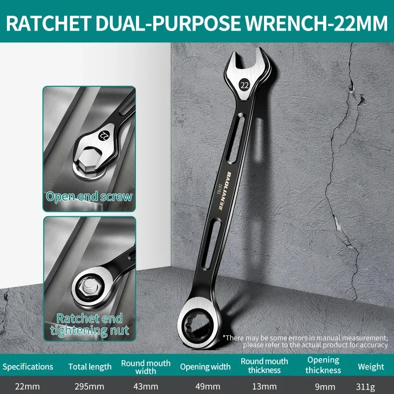 Metric Dual-Purpose Combination Wrench – Anti-Slip, Labor-Saving Design