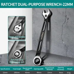 Metric Dual - Purpose Combination Wrench - Anti - Slip, Labor - Saving Design (22mm)