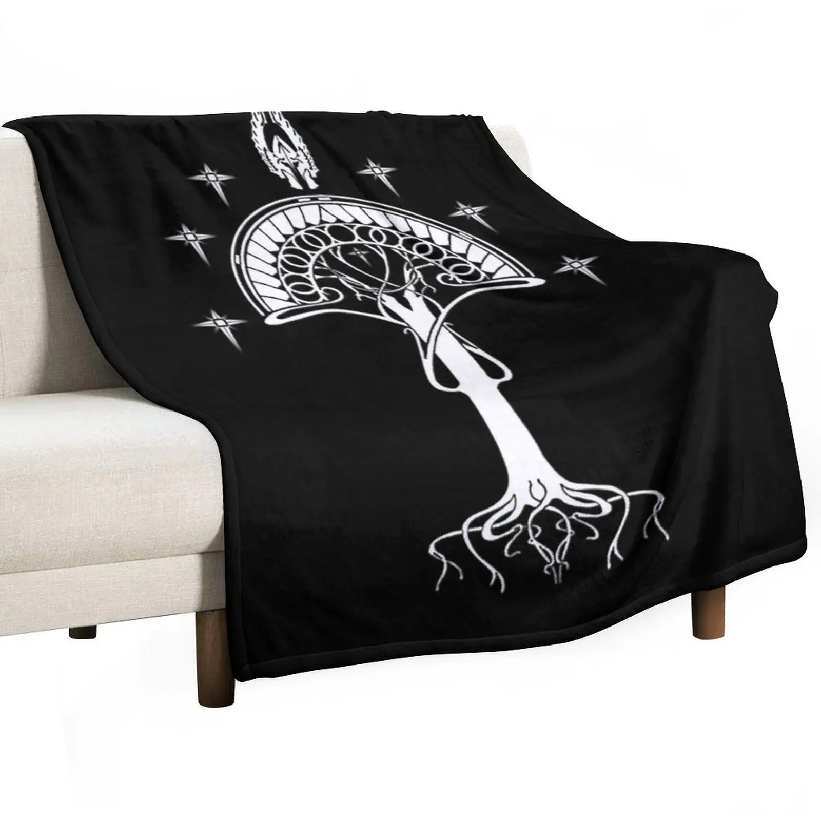 

Sigil of the United Kingdom of Arnor and Gondor (Gondorian black variant) Throw Blanket Travel Fluffy Softs Plaid Blankets