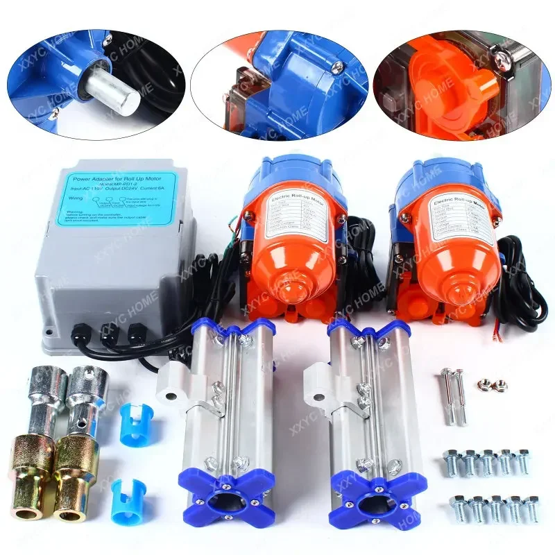 2 Confezioni 24V Motori Avvolgibili Per Film Per Serra Elettrica + 2 Confezioni Creepers + Scatola Di Giunzione Per Controller Trasformatore Per Serra