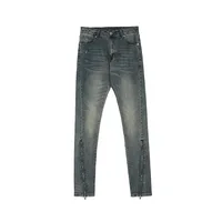 Owen Seak Men Denim Jeans Cotton Gothic Men's Clothing Coated Autumn Straight Solid High Street Black Jeans Pants 1