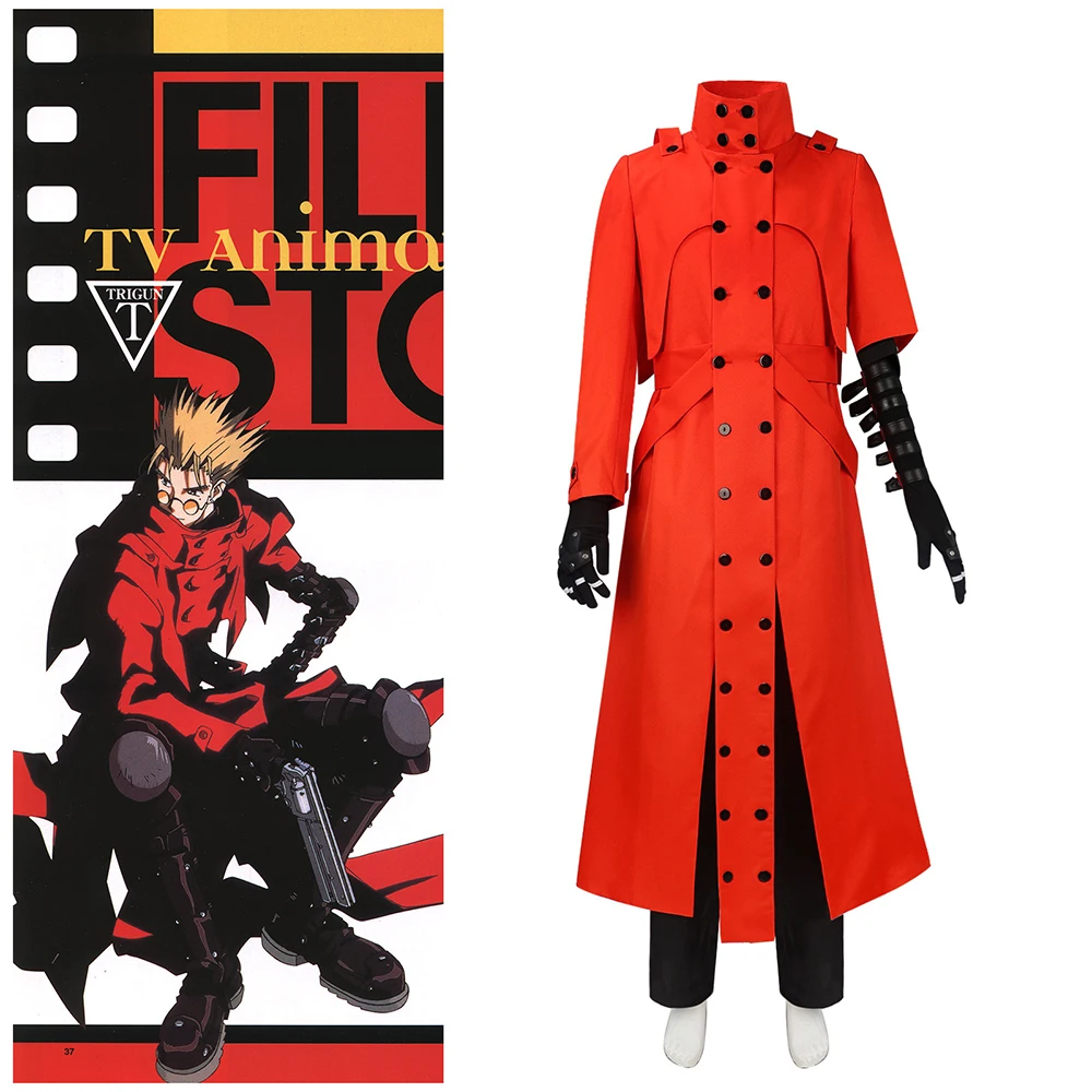

TRIGUN STAMPEDE Vash the Stampede Cosplay Costume Trench Red Anime Uniform Accessories Halloween Christmas Carnival Full Set
