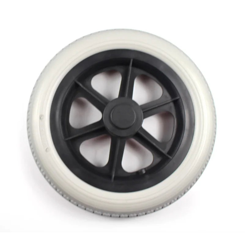 Grey 12 Inch Wheelchair Accessories Rear Solid / 2x2 4 PU Tire Inflation Free Manual