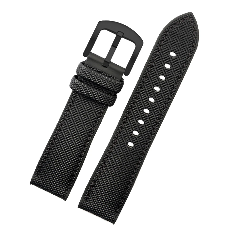 Durable Nylon Rubber Bottom Sports Watchband - 24mm Canvas Silicone Strap