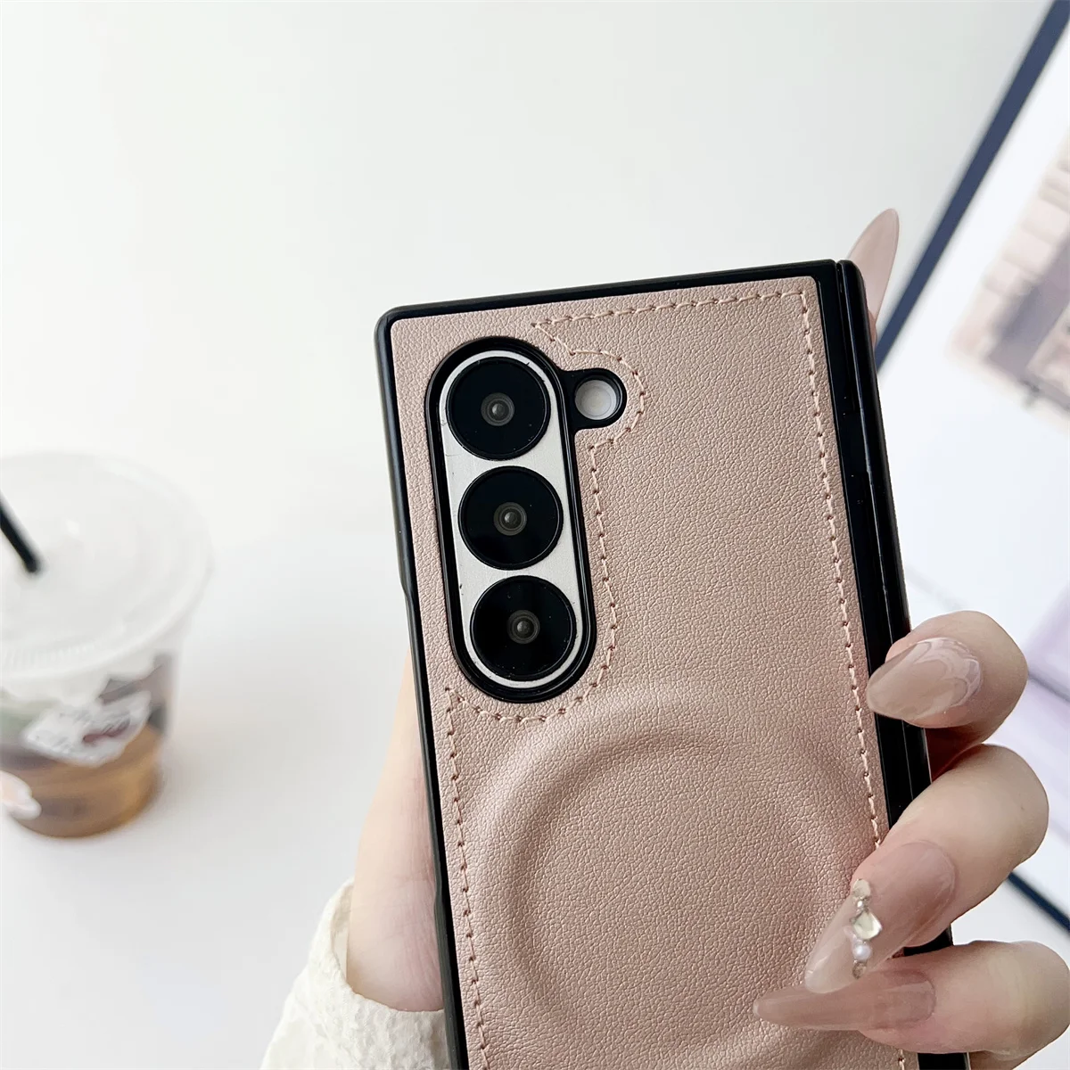 Magsafe Magnetic Leather Protective Phone Case with Hinge Cover