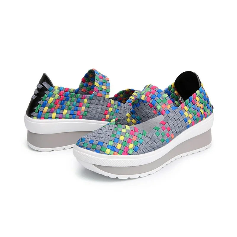 

Women Sneakers Shoes Breathable Walking Shoes Ladies Woven Shoes Slip On Flats Loafers Shoes Female Gym Outdoor Casual Shoes