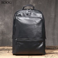 New Genuine Leather Black Backpack, High-Quality First-Layer Cowhide, Large-Capacity Laptop Bag That Fits a15.6-Inch Computer. 1