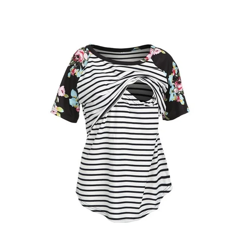 

Casual Womens Pregnant Maternity Clothes C Nursing Tops Breastfeeding T-Shirt Pregnancy Maternity Breastfeeding Striped Tees