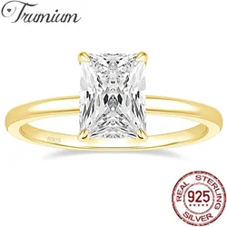 Trumium 3CT 925 Sterling Silver Engagement Rings Radiant Cut Solitaire Cubic Zircon Wedding Promise Ring Wedding Bands for Women