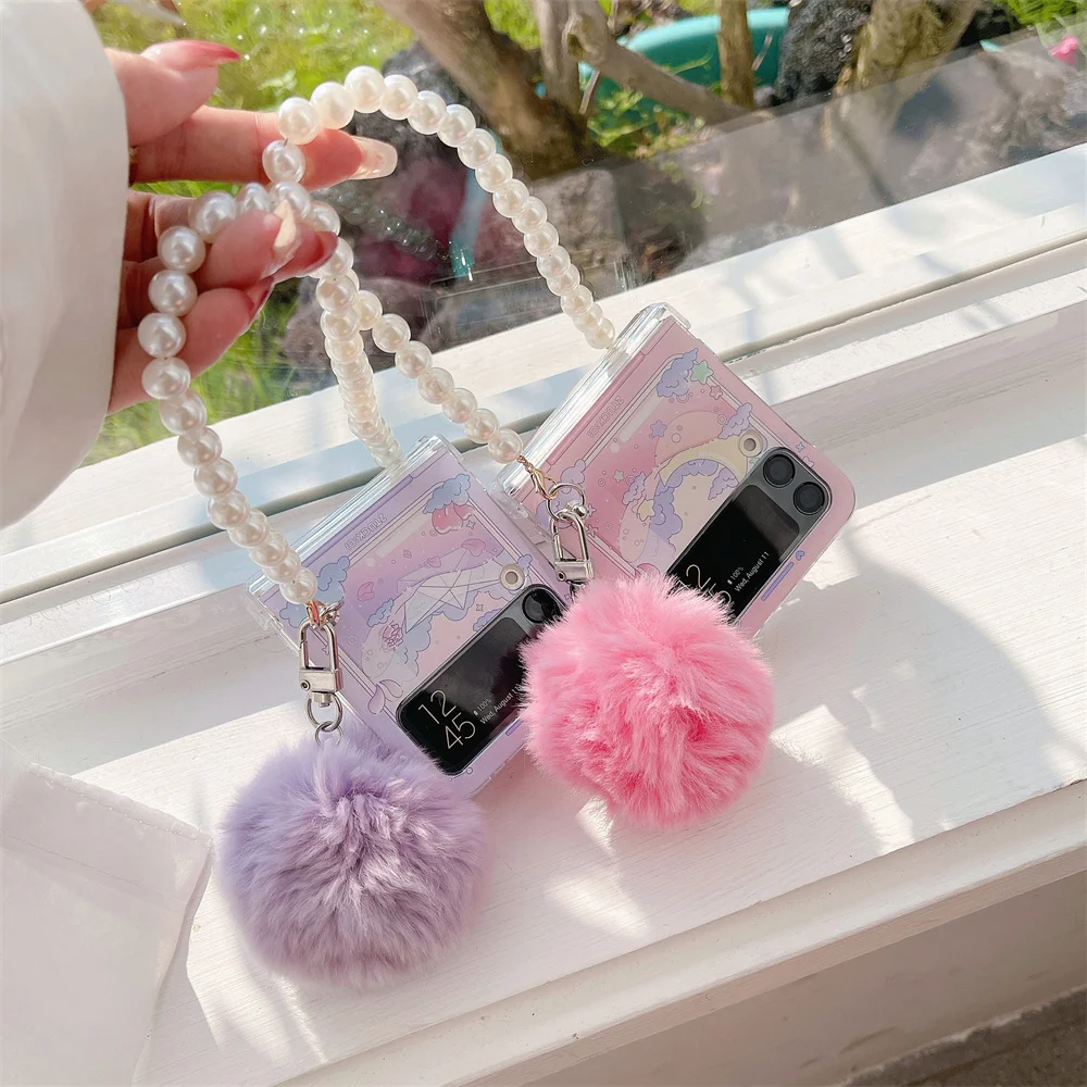 Korean Cartoon Pearl Bracelet Hairball Wrist Chain Case Cover