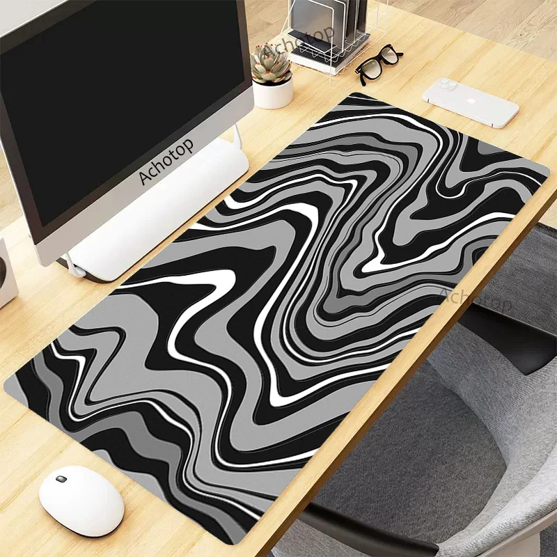 thumbnail image 1 of Alfombrilla de ratón para ordenador Gamer Strata Liquid Mousepad 900x400 XXL, alfombrilla grande para ratón en blanco y negro, alfombra para escritorio de PC, alfombrilla para teclado, 1 of 5