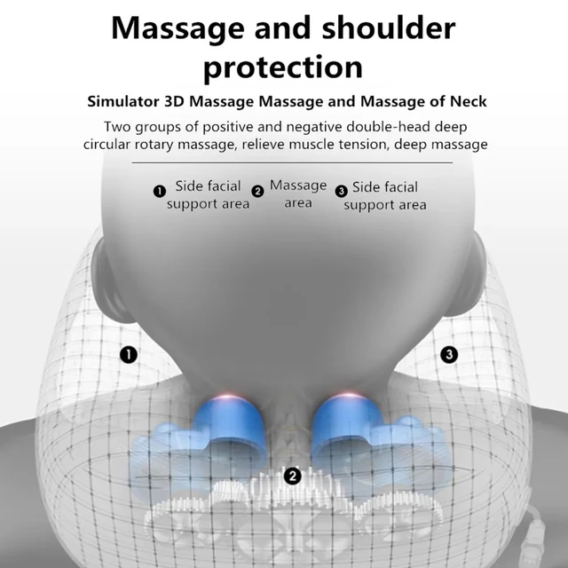 U Shaped Neck Massage Pillow Heating Vibration Kneading Electric Cervical Shoulder Massage Protection Relaxing Massager 4