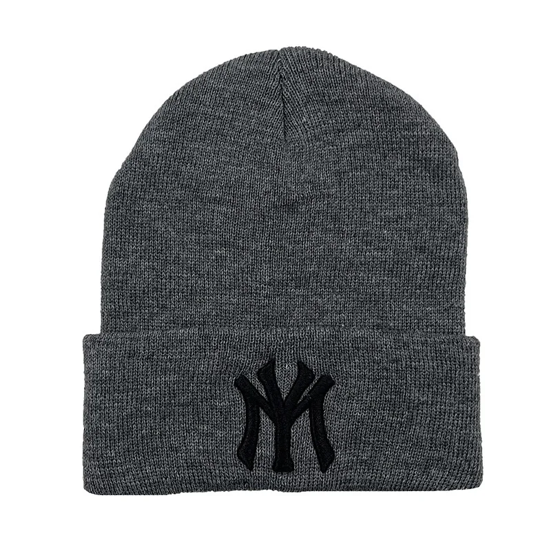 Embroidered Beanie Hats for Men Women Winter Warm Stretchable Quackity Knit Cuffed Beanie Hat Plain Kitted Hat 3