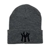 Embroidered Beanie Hats for Men Women Winter Warm Stretchable Quackity Knit Cuffed Beanie Hat Plain Kitted Hat 3