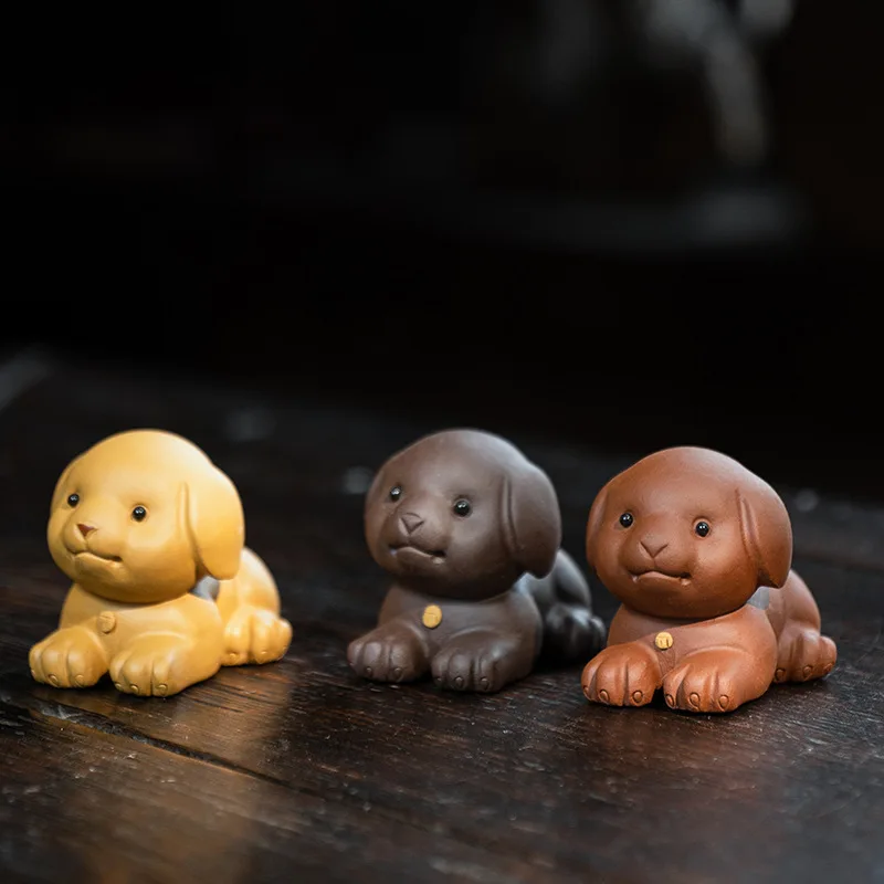 

Yixing Handmade Purple Clay Tea Pet Lucky Dog Statue Ornaments Sculpture Tea Figurine Desktop Crafts Home Tea Set Decoration