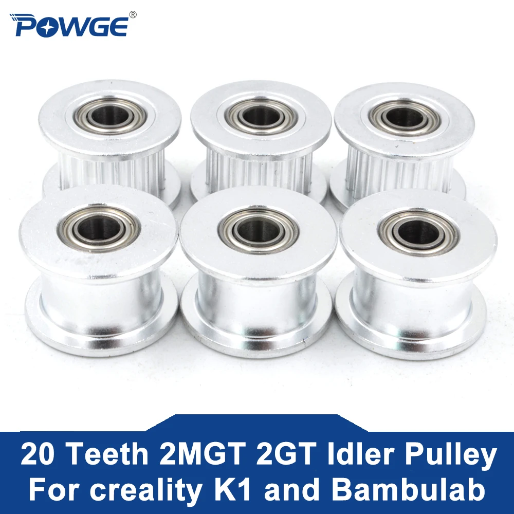 Fixed Pulley Belt Pulley POWGE 2MGT 2GT 20 Teeth Idler Pulley Bore 4mm/5mm belt Width 7.7mm/15mm Creality K1 BambuLab