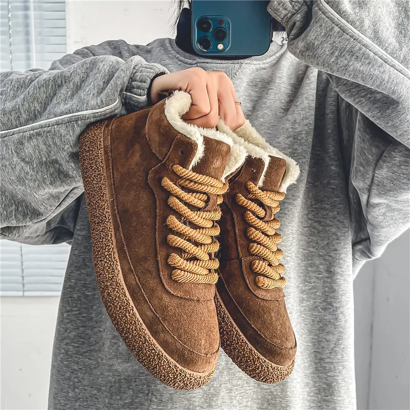 Winter Men Sneakers Fur Warm Plush Casual Shoes For Men Skateboarding Shoes Platform Sneakers Fashion Trainer Sports Shoes 4