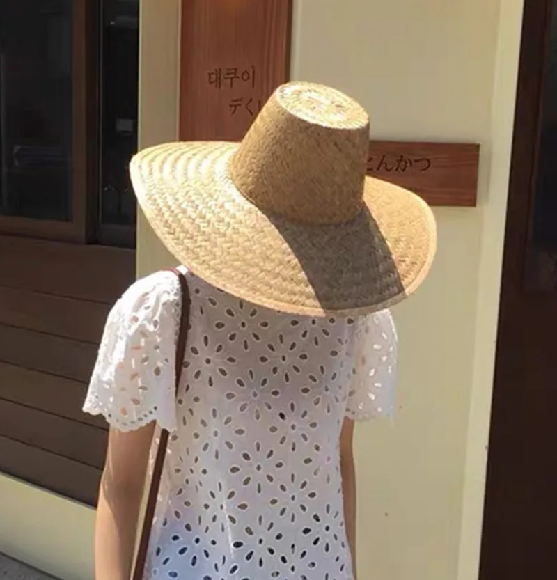 

202305-hh5160 -high top dropshipng summer handmade Natural grass sun protection holiday model photo sun cap women leisure hat