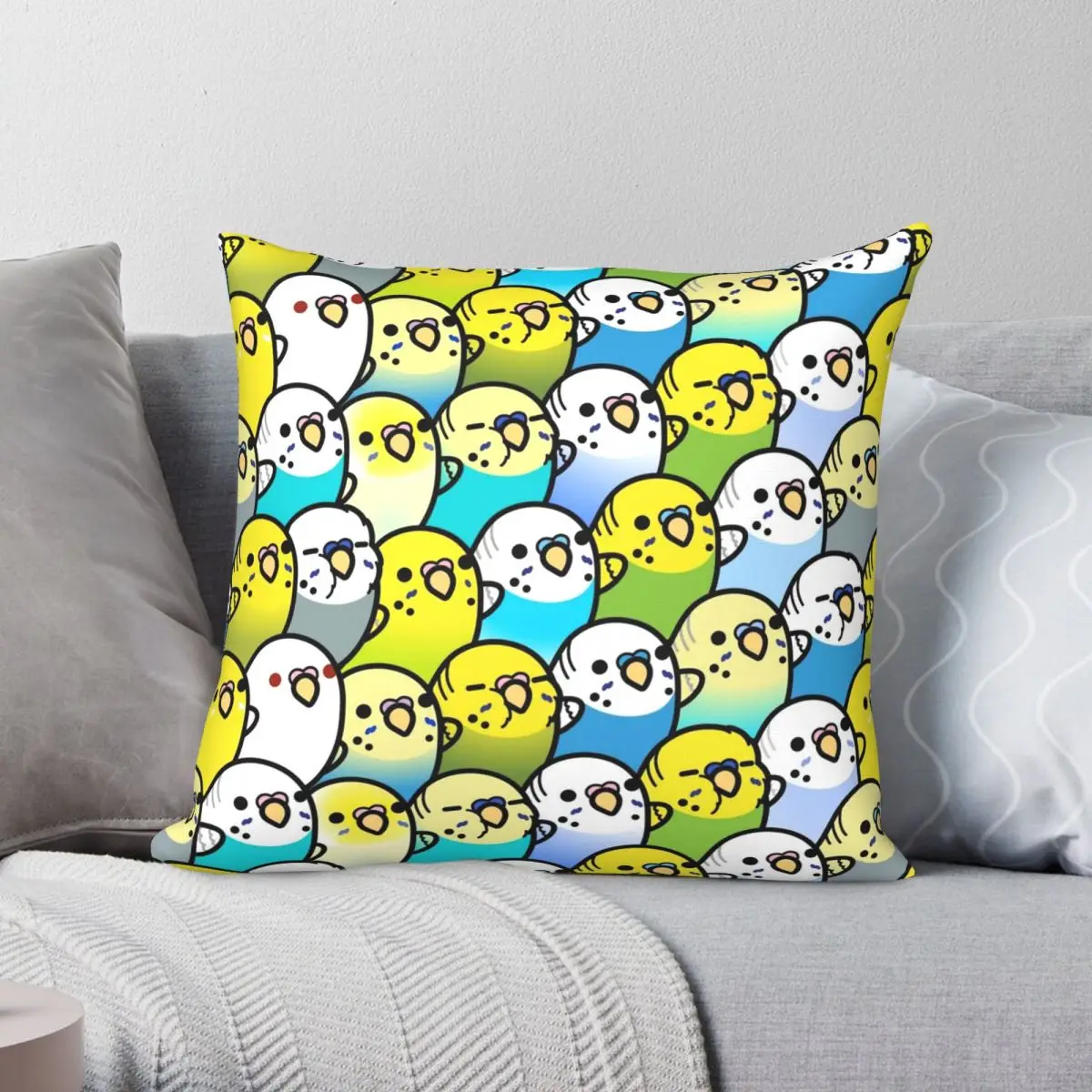 

Bunches Of Budgies Pillowcase Polyester Linen Velvet Creative Zip Decor Pillow Case Home Cushion Cover