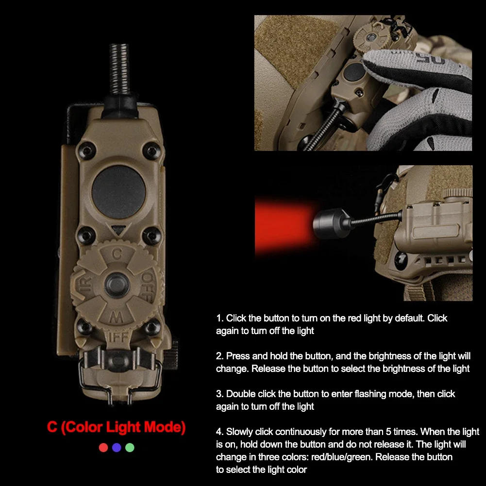 1Pc Tactical Helmet Torch Light 4 Modes Hunting Helmet Lamp Nylon Energy-saving Strong for Hunting Camping Airsoft Equipment