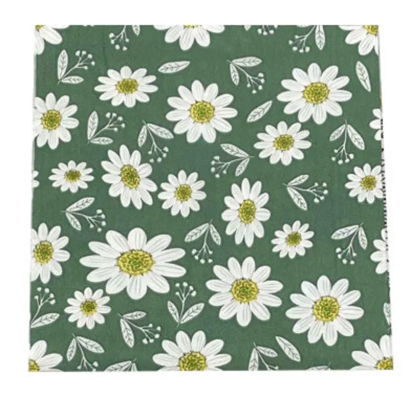 Colorful Printed Napkins Green Flowers Square Mouth Cloth Napkins Hotel Wedding Table Setting Flower Paper Disposable Placemats